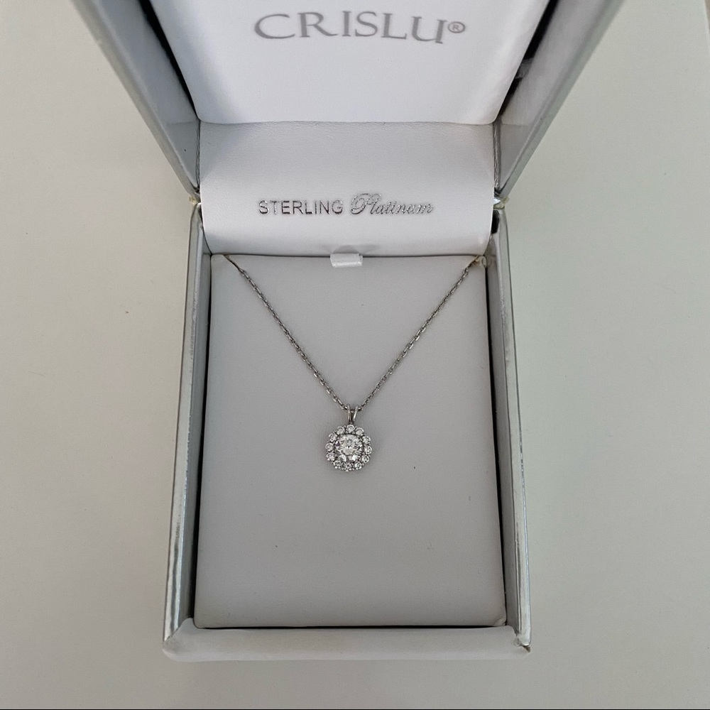 Crislu Sterling Silver CZ Necklace